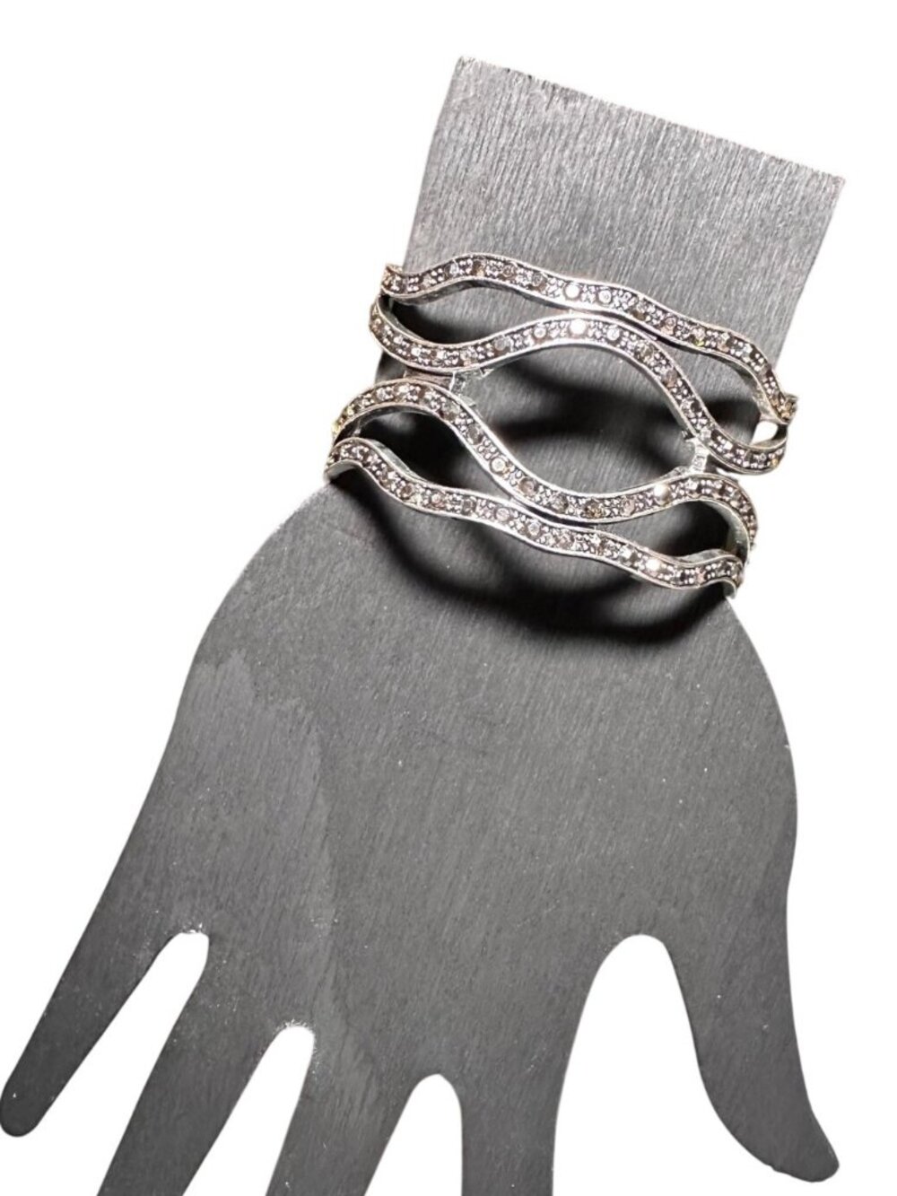 Cuff Bracelet Silver Tone Crystal Like Detail Women's Jewelry Casual Evening